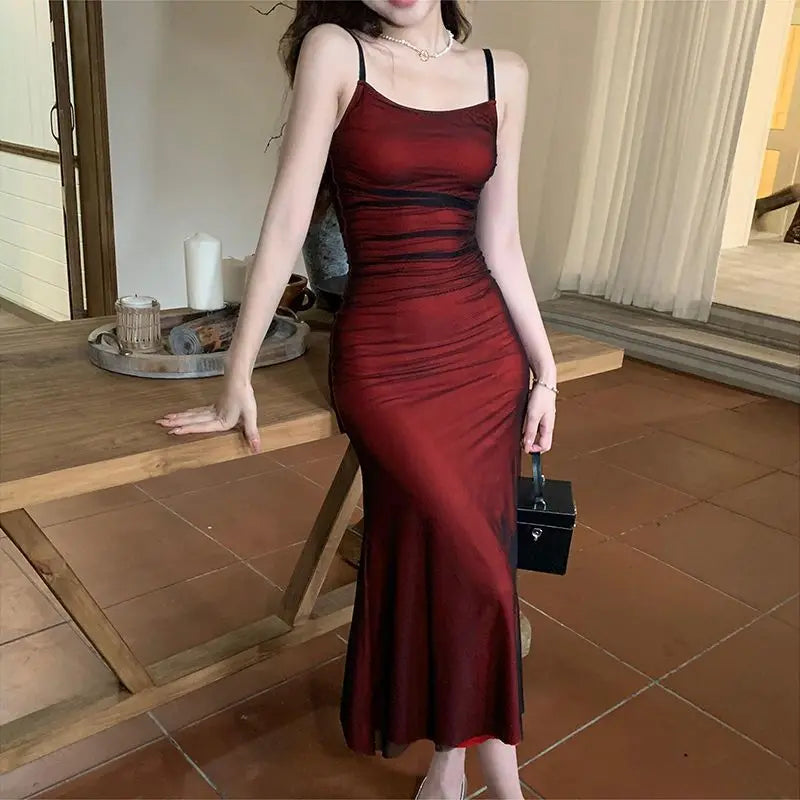 La Rouge Élégance – Silk-Lined Corset Maxi Gown