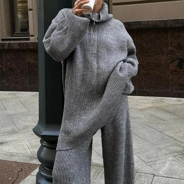 Oversized Knitted Split Sweater Set