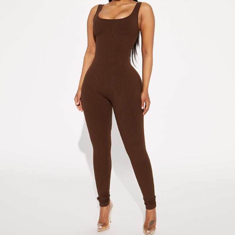 Square Neck Thick Straps Jumpsuit