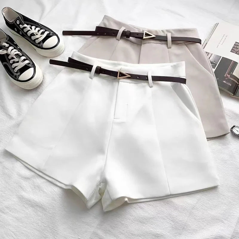 Chic High Waist Belted Shorts