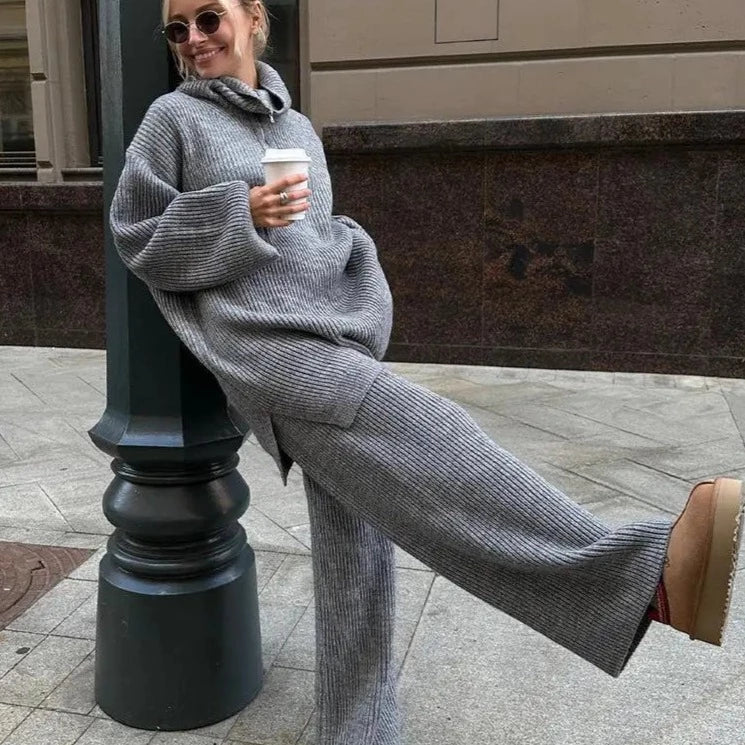 Oversized Knitted Split Sweater Set