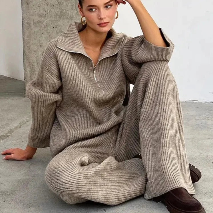 Oversized Knitted Split Sweater Set