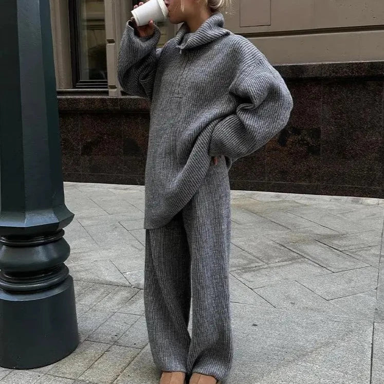 Oversized Knitted Split Sweater Set