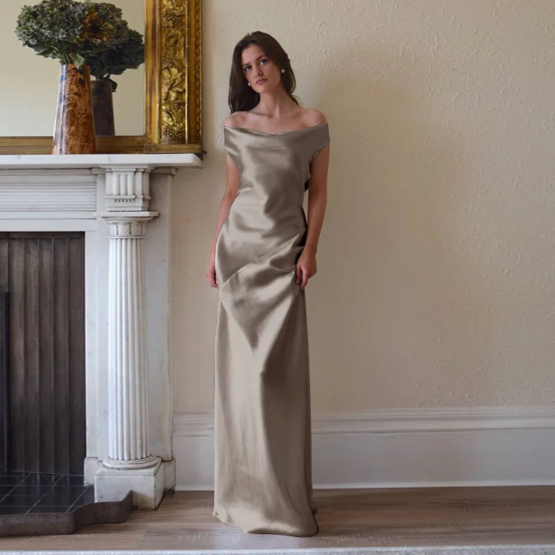 The Liora Backless Satin Gown