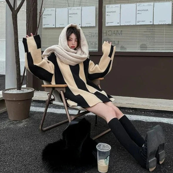 Vintage Patchwork Striped Sweater