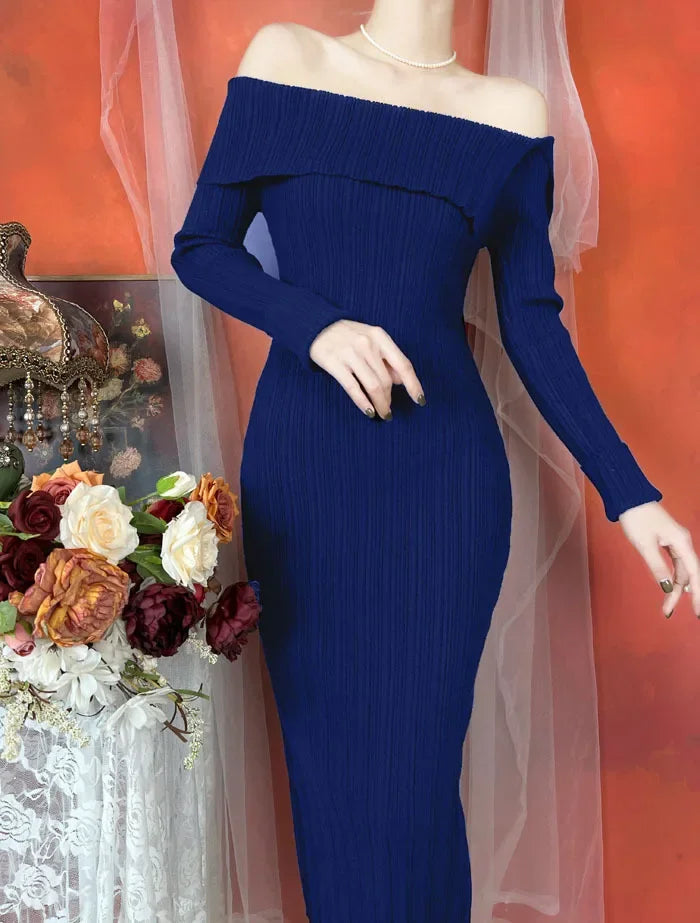The Amélie Off-Shoulder Column Dress