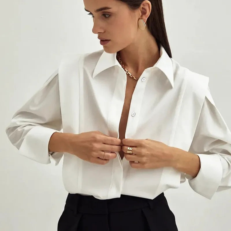 White Old Money Long Sleeves Shirt