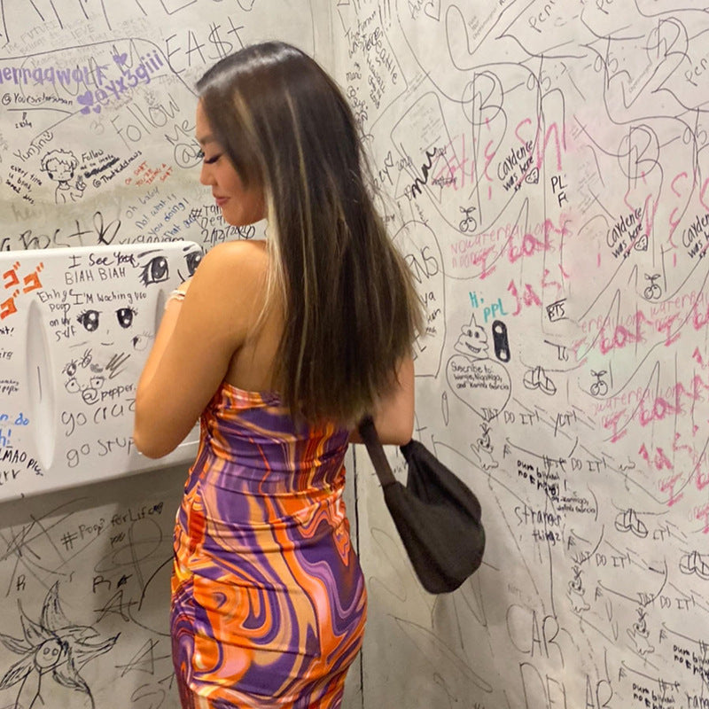 Abstract Colorful Spaghetti Bodycon Dress