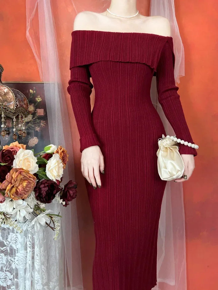 The Amélie Off-Shoulder Column Dress