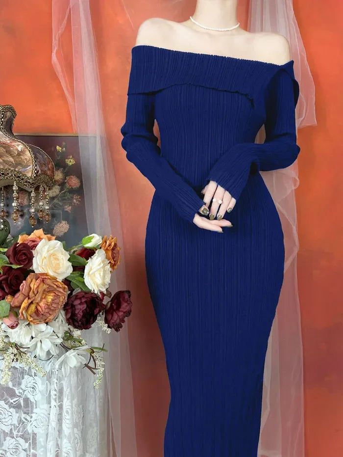 The Amélie Off-Shoulder Column Dress