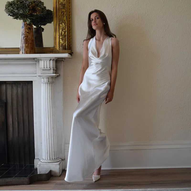 The Liora Backless Satin Gown