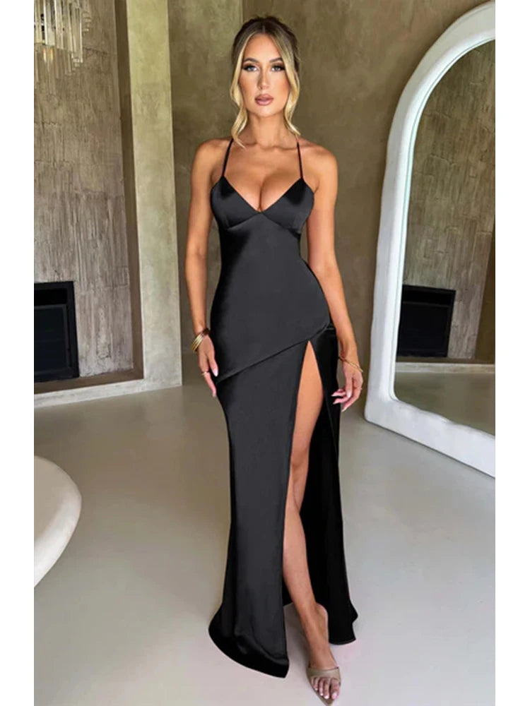 Élan de Minuit – Satin Open-Back Gown
