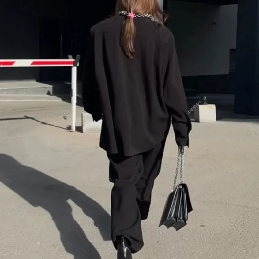Elegant Loose Black Outfit Set
