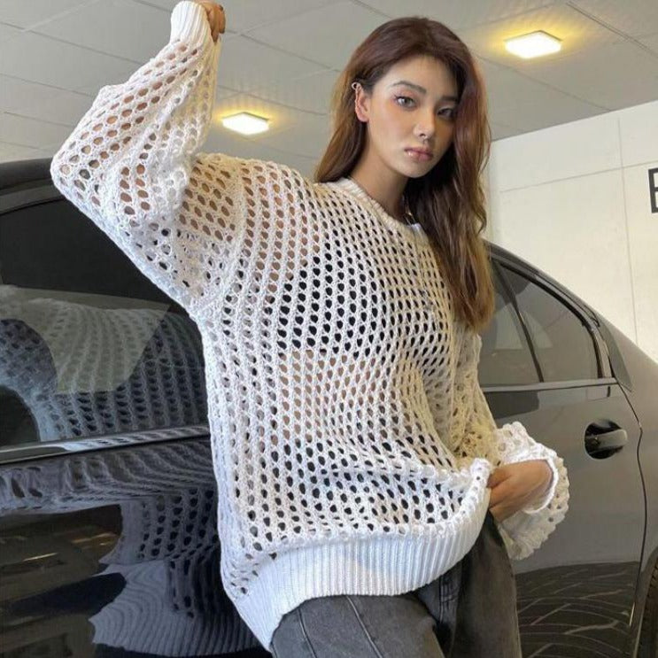 Lazy Style Knitted Hollow Out Dress