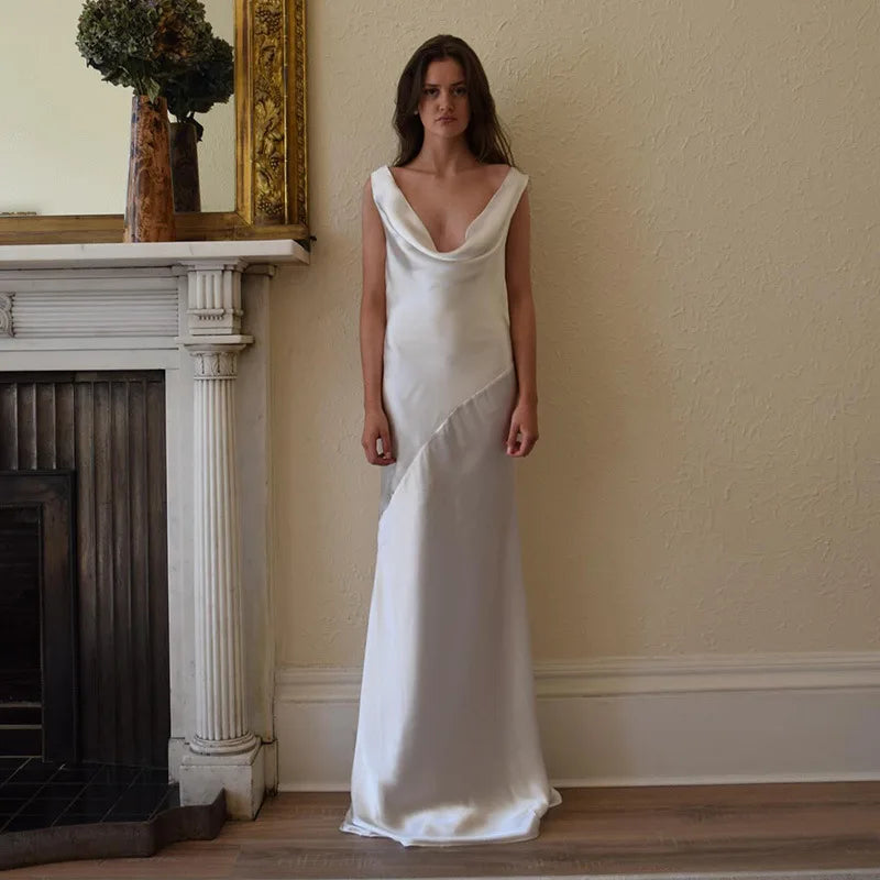 The Liora Backless Satin Gown