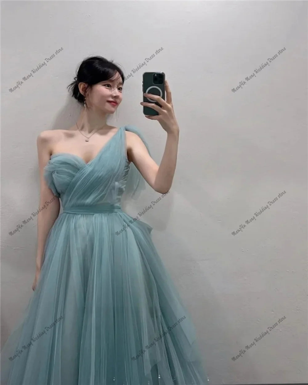 The Celestia One-Shoulder Tulle Gown