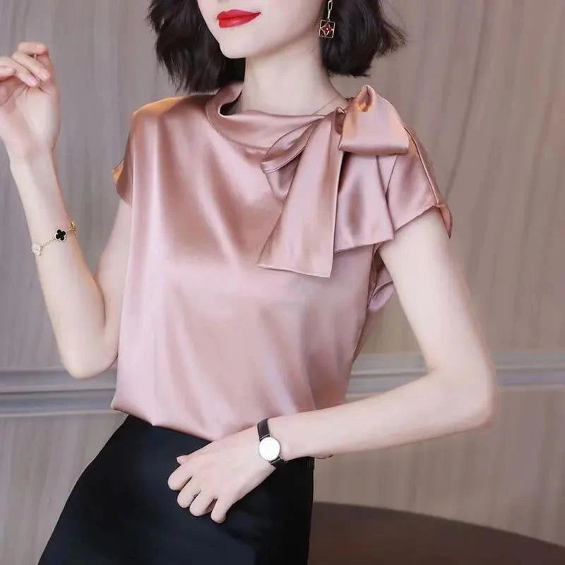Elegant Fashion Bow Satin Blouse