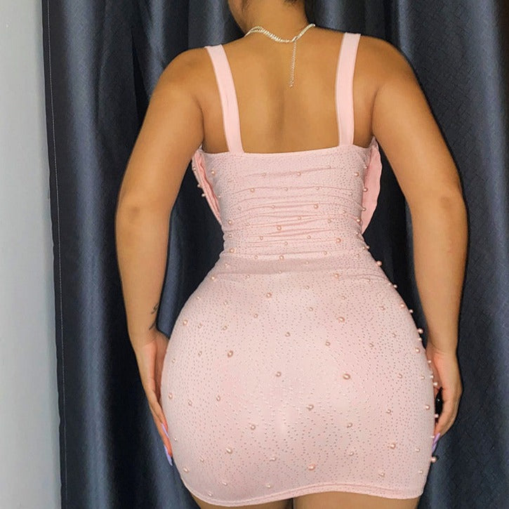 Pink Pearls Party Evening Dress