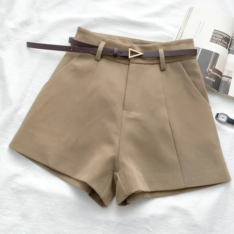 Chic High Waist Belted Shorts