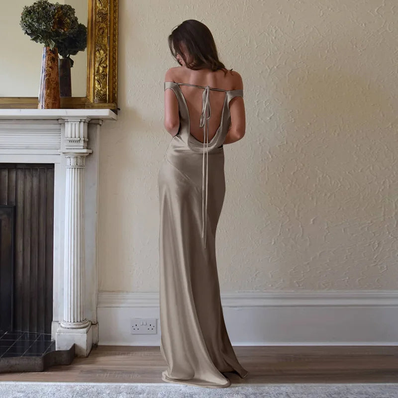 The Liora Backless Satin Gown