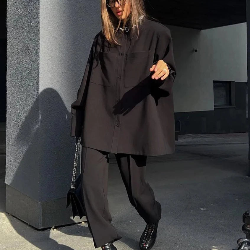 Elegant Loose Black Outfit Set