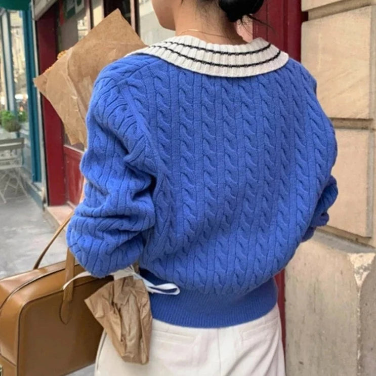 Vintage Striped Collar Sweater