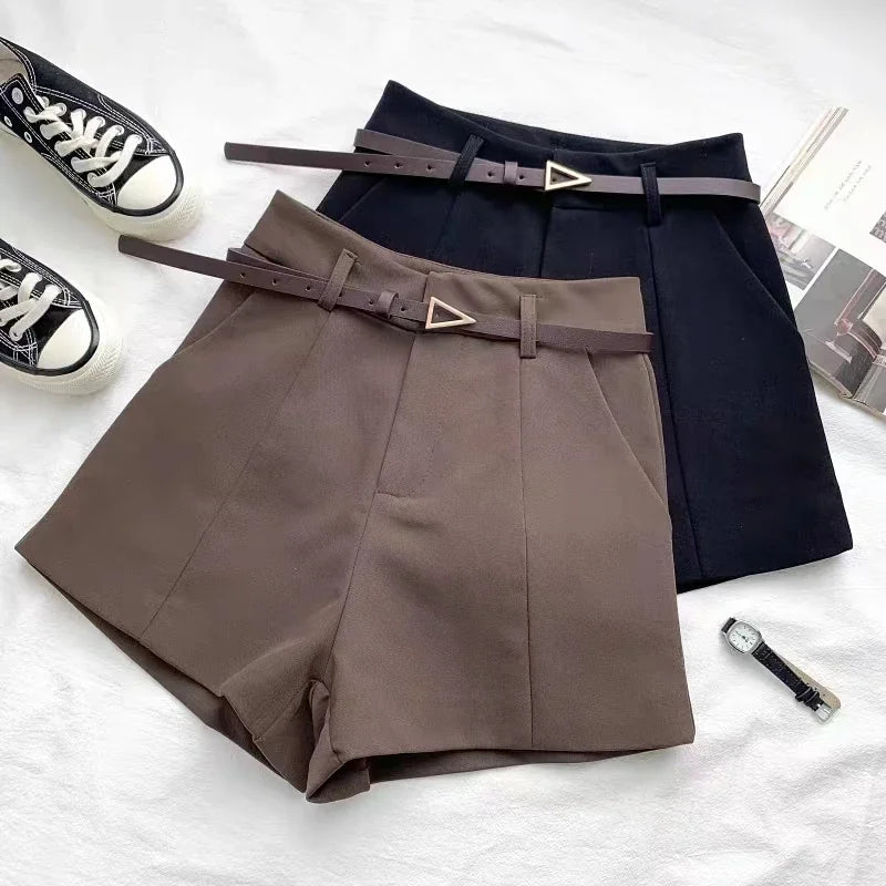 Chic High Waist Belted Shorts