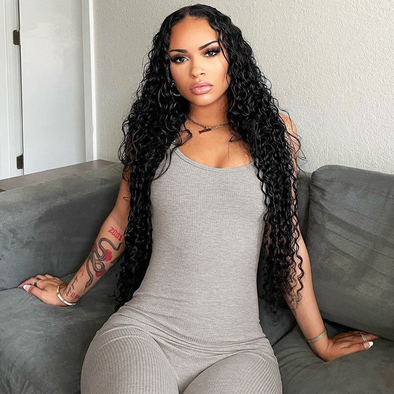 Square Neck Thick Straps Jumpsuit