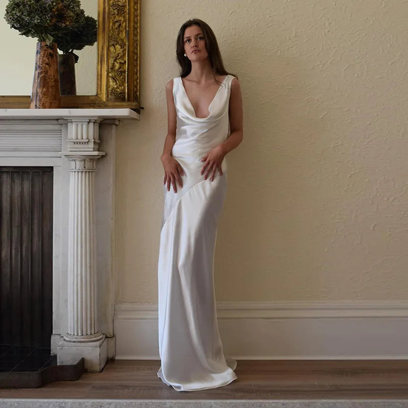 The Liora Backless Satin Gown