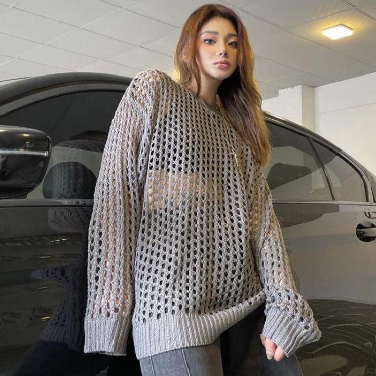 Lazy Style Knitted Hollow Out Dress