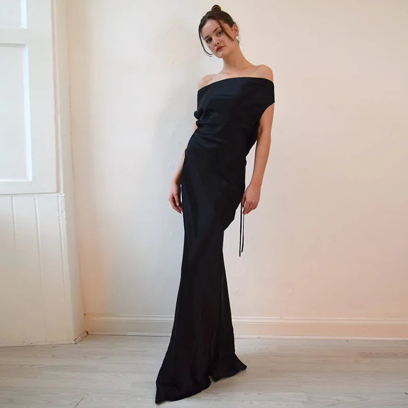 The Liora Backless Satin Gown