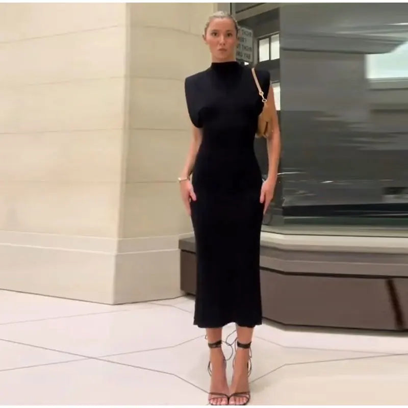 Elegant Black Midi Dress