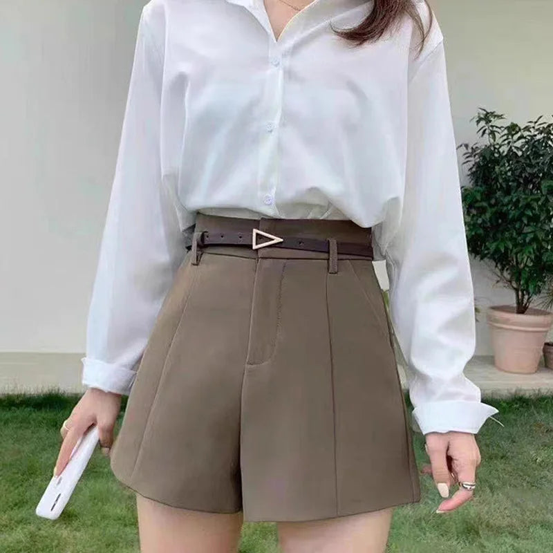 Chic High Waist Belted Shorts
