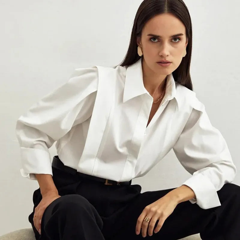 White Old Money Long Sleeves Shirt