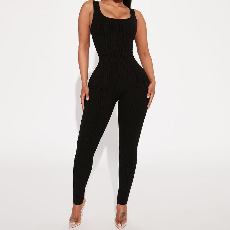 Square Neck Thick Straps Jumpsuit