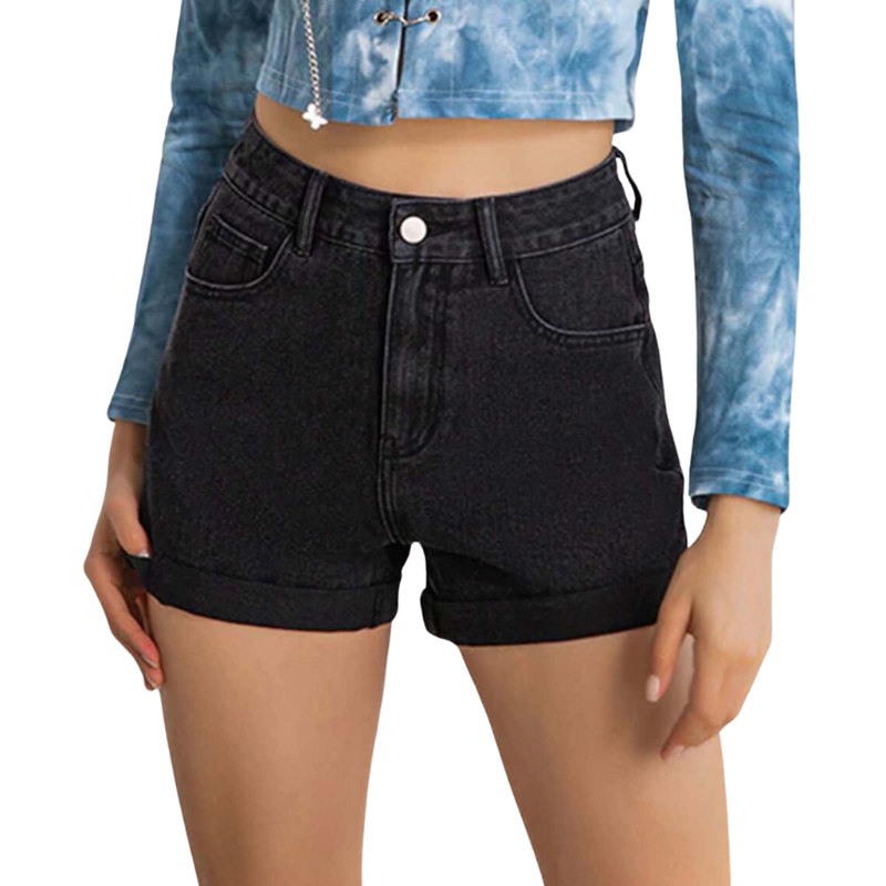 Plus Size Casual High Waisted Streetwear Denim Shorts