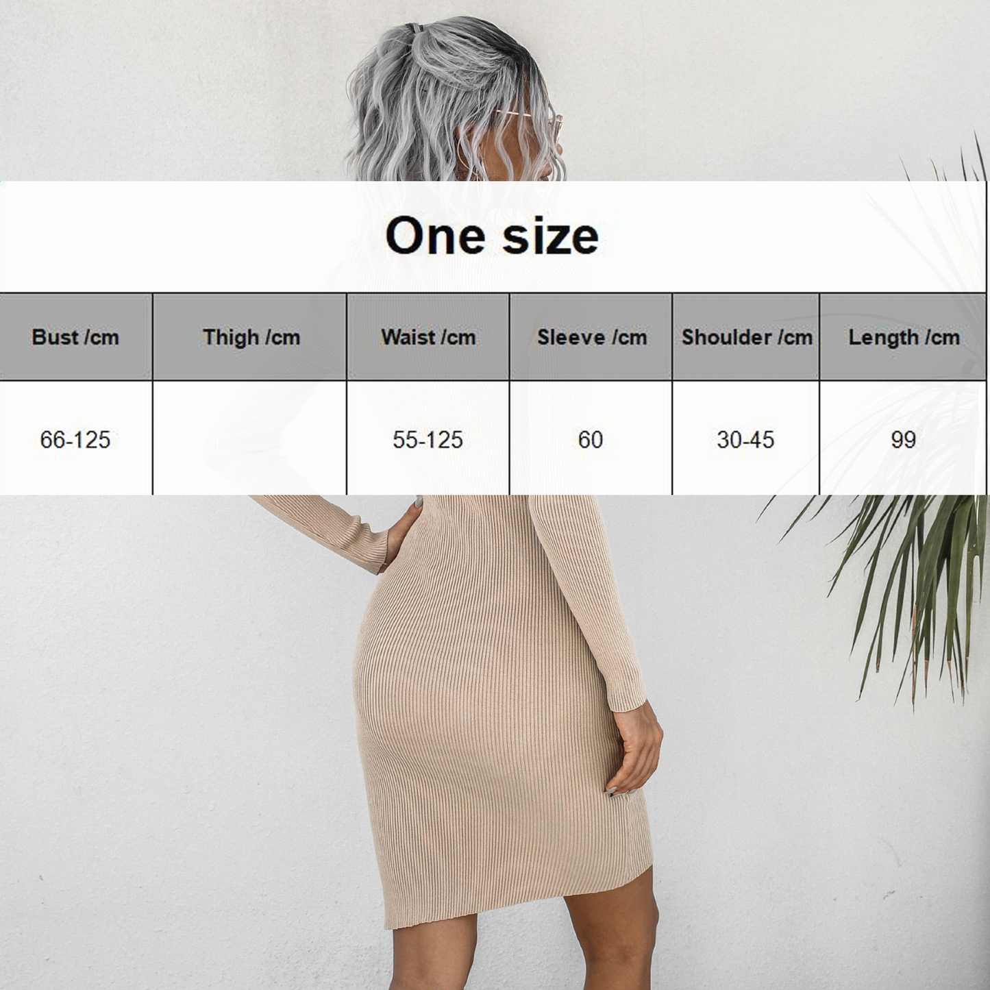 Elegant Zipper Mock Neck Knitted Mini Dress(One Size)