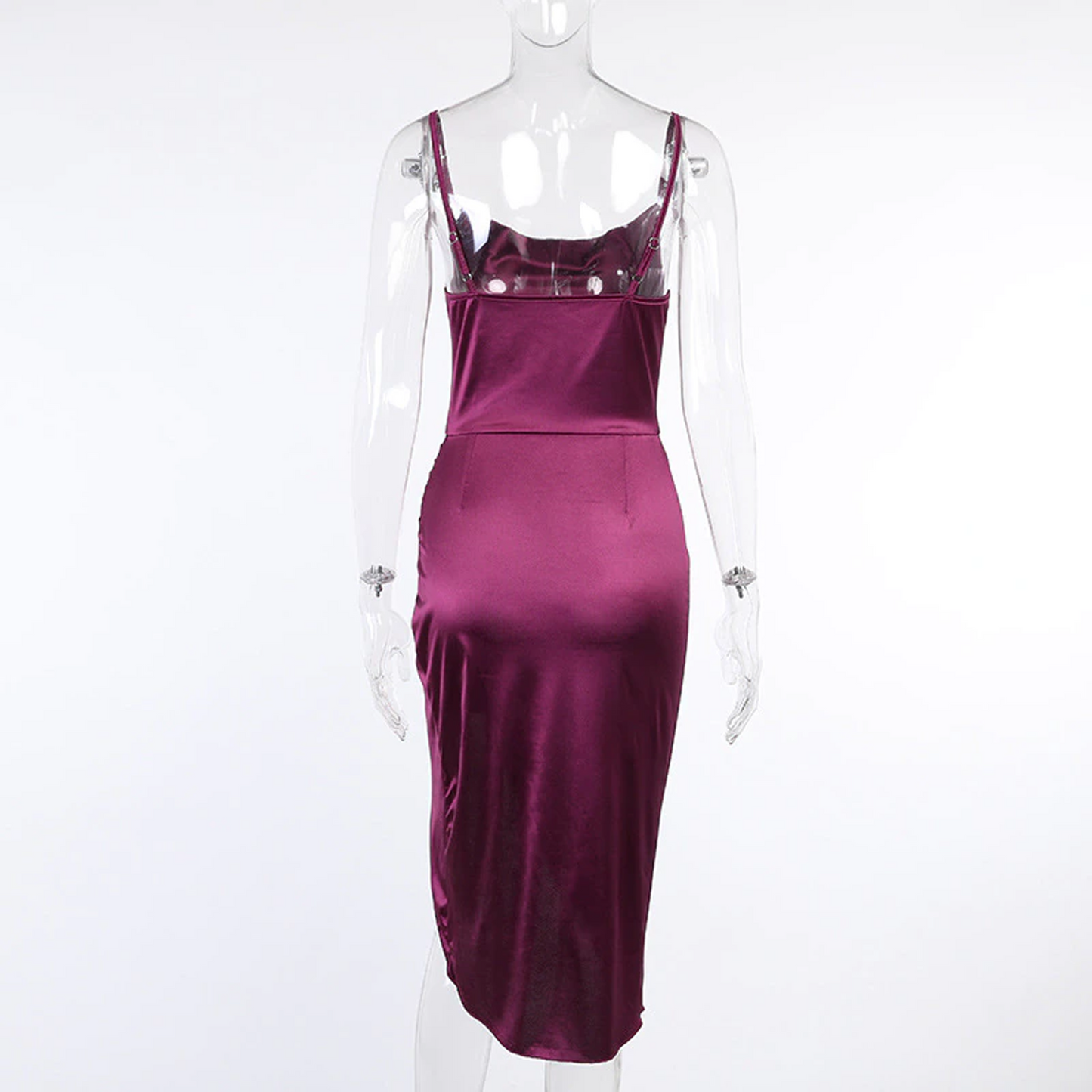 Elegant Solid V-neck High Slit Fashion Sleeveless Dress