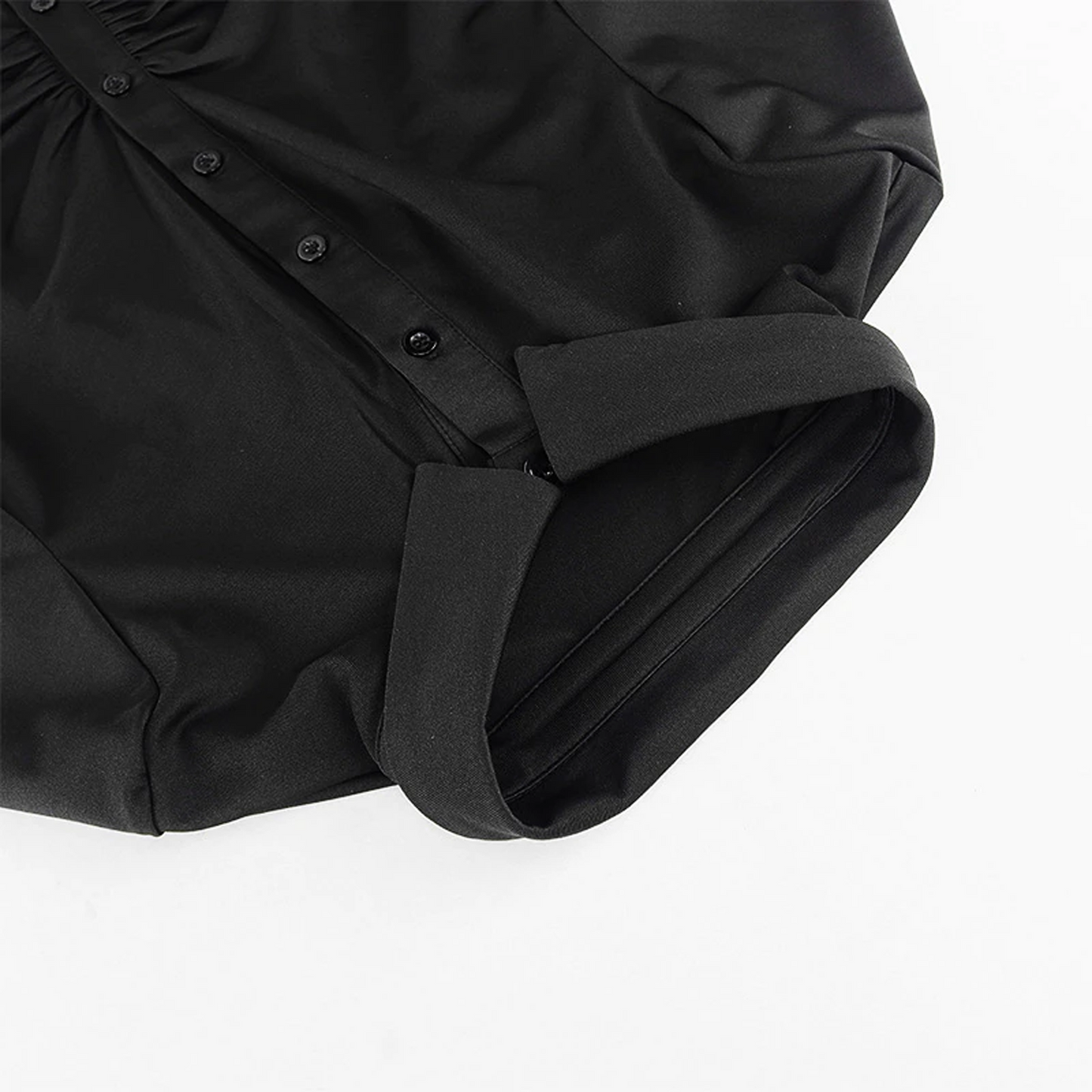 Ruched Buttons Bodycon Mini Dress