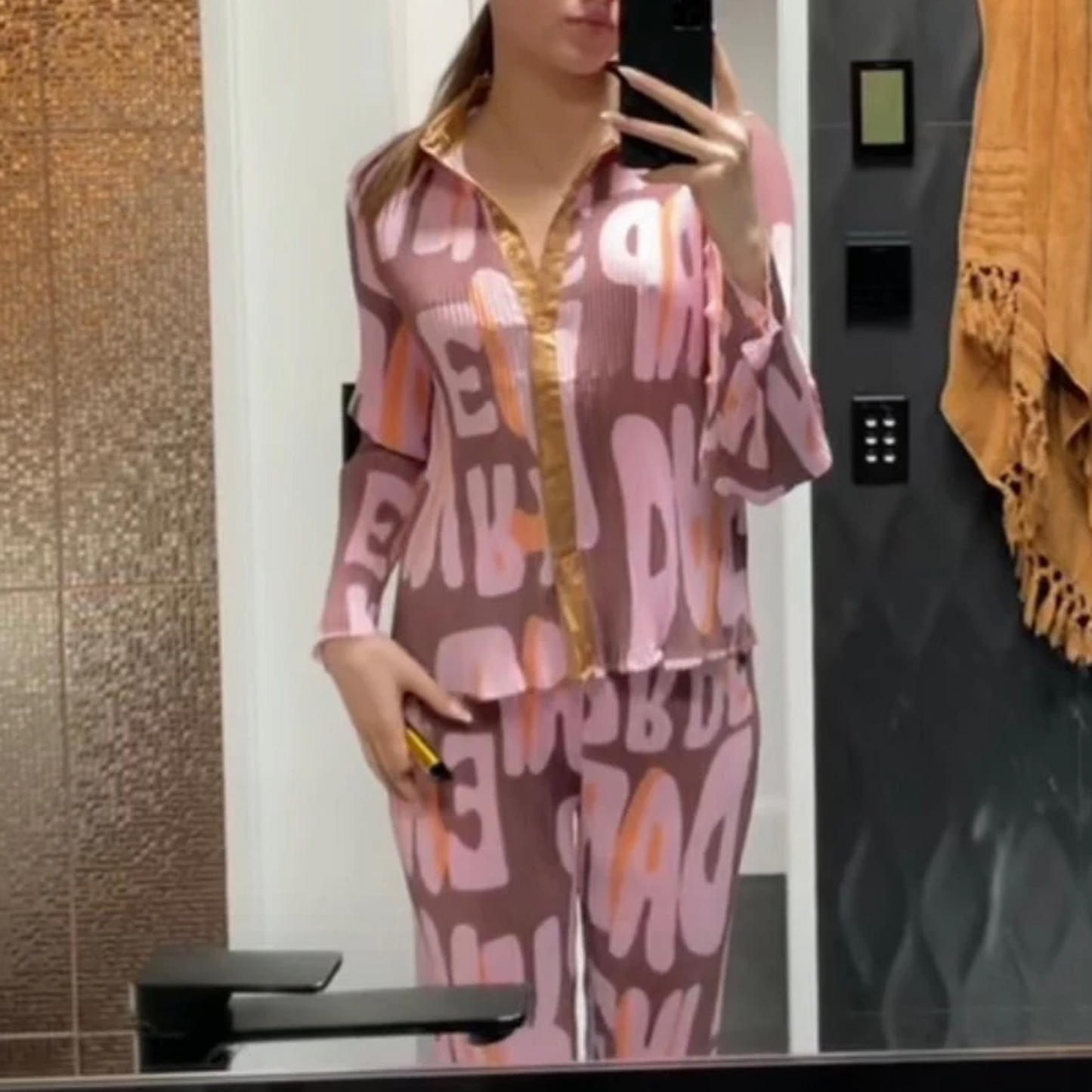 2 Piece V Neck Long Sleeve Floral Print Clothes