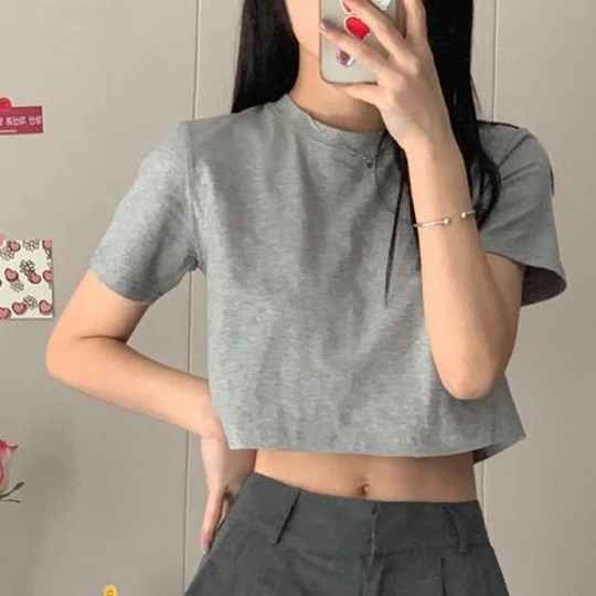 Simple Minimalist Preppy Solid Style Women's Top