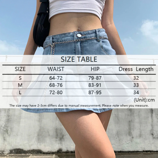 Summer Style Pleated Denim Mini Skirt High Waist