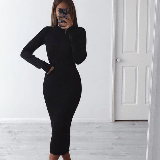 Thick Turtleneck Bodycon Dress