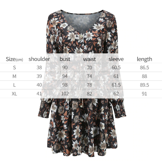 Spring Long Sleeves Floral Women Mini Dress