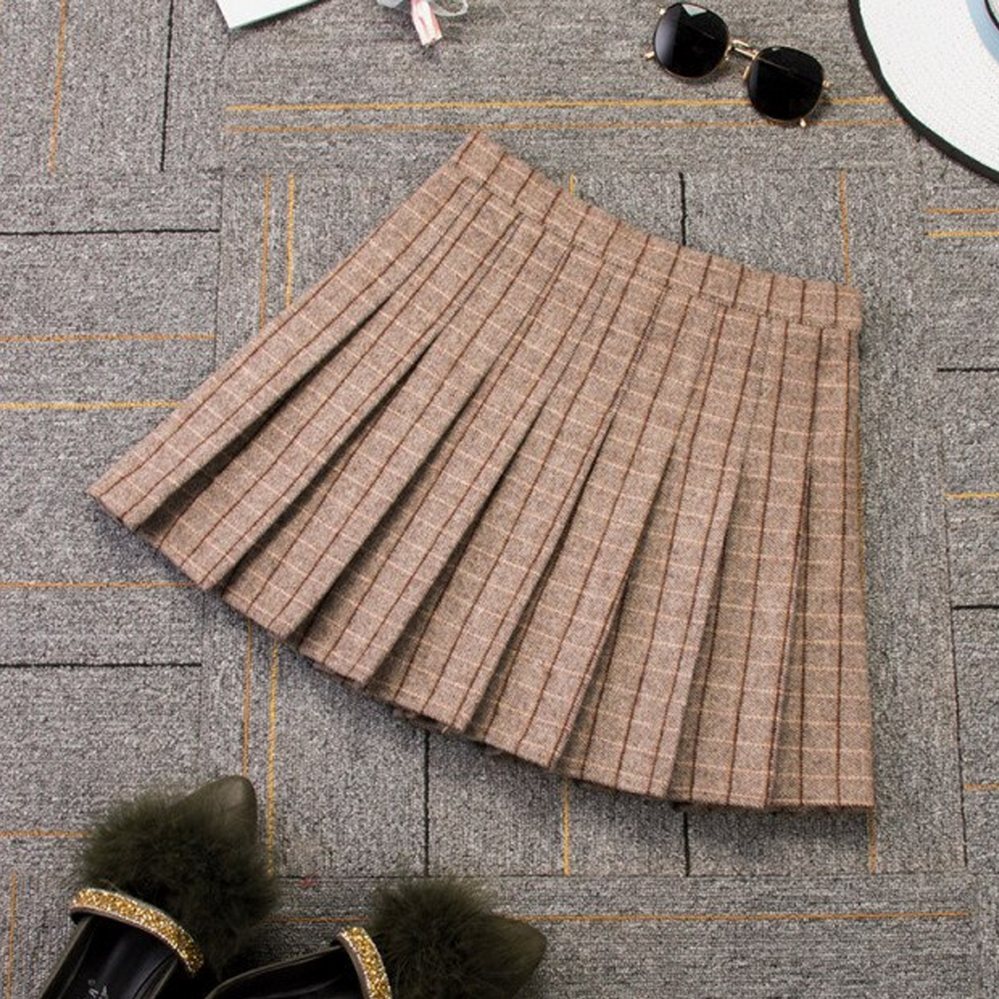 Harajuku Fashion Plaid Pleated Mini Skirt