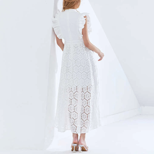 Elegant Butterfly Ruffles Sleeveless Style Women's Dress