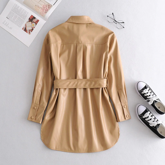 Motorcycle Women's Leather Belted Style Sweater