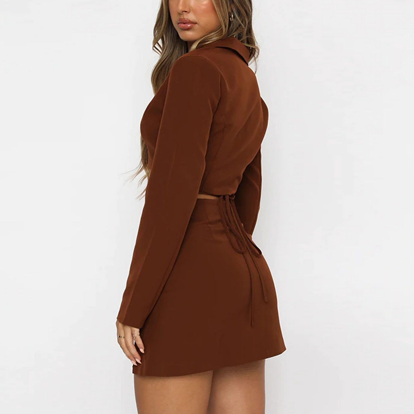 Two Piece Cropped Blazer Dress
