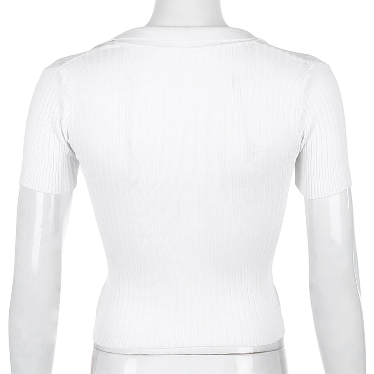 Chic knitted V-neck Short Sleeves Style Women's Skinny Top