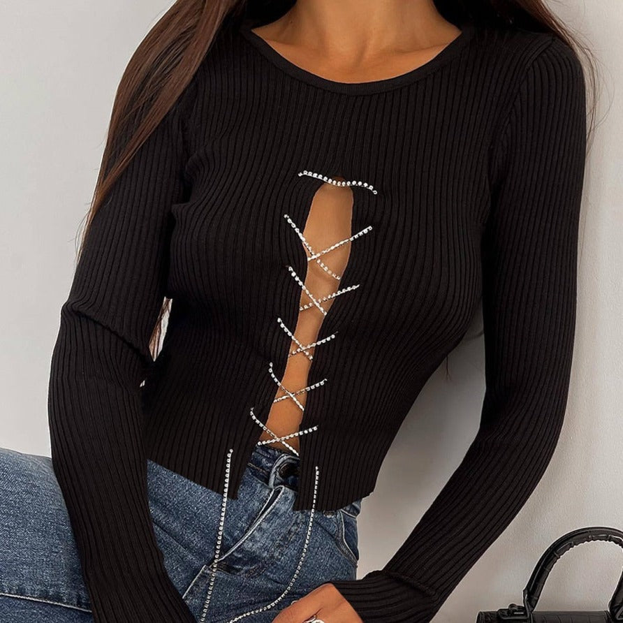 Bandage Cutout Chain Tops